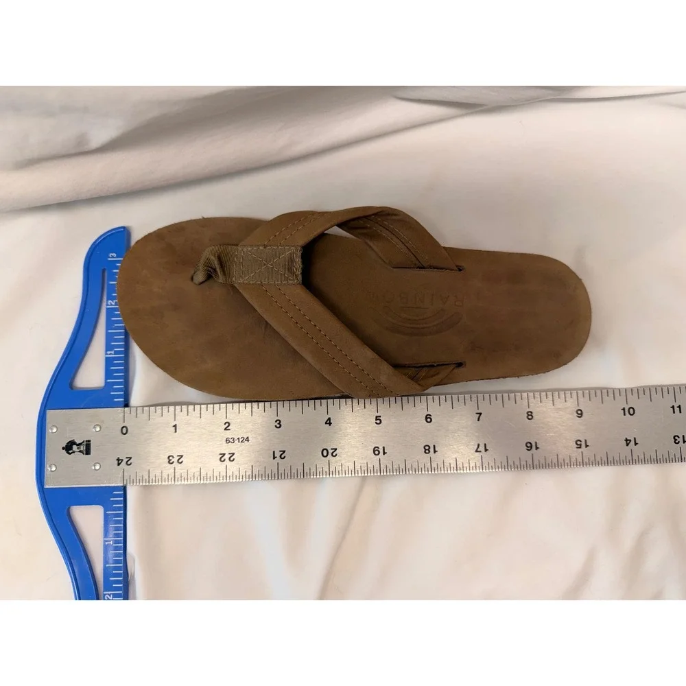 Rainbow Sandals Mens 5 Womens 7 Single Layer Premier Leather Flip Flops Brown